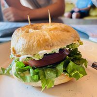 Bagel from next door   at Marea Surf Shop Cafe in Samara