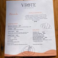 Merienda menu  at Vrote in Montevideo