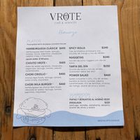 Lunch menu  at Vrote in Montevideo