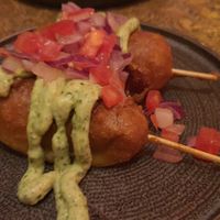Redefine Meat corn dogs at Alpaca Bar in Tel Aviv