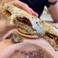 Toci-no sandwich increíbleeeee at Muchas Vidas in Merida