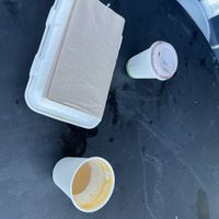 Latte (drank it before I could pull out my phone!), food and a mocha - all vegan!  at The Branch Line in Santa Rosa