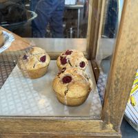 Raspberry lemon muffins - delicious !  at The Branch Line in Santa Rosa