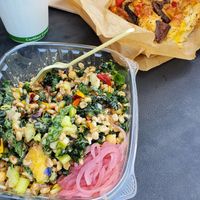 Grain bowl, Focaccia and pistachio latte👍👍 at The Branch Line in Santa Rosa