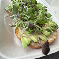 Avocado and greens bagel  at The Branch Line in Santa Rosa