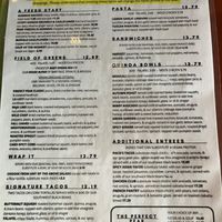 The vegan menu with disclaimer   at Perfect Pear Bistro in Tempe