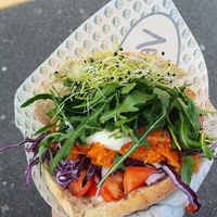 Carrot Salmon Pita at Veganitas in Zurich
