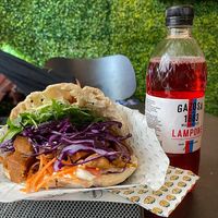 Pita Outlawz Seitan & Gazosa Lampone  at Veganitas in Zurich