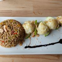 Pearl barley and cauliflower main dish at The Cairngorm Cafe in Aviemore