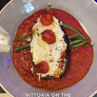 vegan stuffed aubergine   at Vittoria on the Bridge in Edinburgh