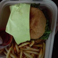 Spicy tender burger  at Loving Hut in Claremont