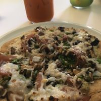 Mushroom pizza! So good!  at Loving Hut in Claremont