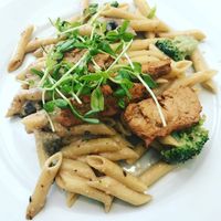 Cashew Cream Penne Pasta at Loving Hut in Claremont