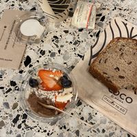 Holy cacao pot banana bread and a free vegan biscotti to go  with coffee   at Coco di Mama - London Monument in London
