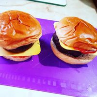 💯🌱Brichoe shroom & Cheese Dreckkies Burgers ! at Dreckly's Cafe Boat in Oxford