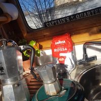 Must drink more coffee 
Freshly ground ... at Dreckly's Cafe Boat in Oxford