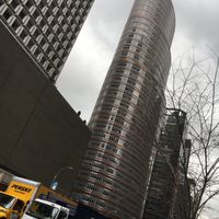 Lipstick building (across the street).  at Chipotle - 55th and 3rd in New York City