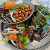 Mushroom toast and side salad at Birch in Newcastle