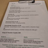 Menu. Note, just a couple of choices, all can be made vegan style at Birch in Newcastle