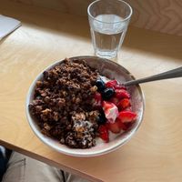 Dark chocolate and sea salt granola bowl at Birch in Newcastle