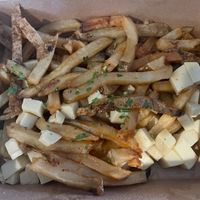 Vegan gluten free poutine  at The Crypt in Denver