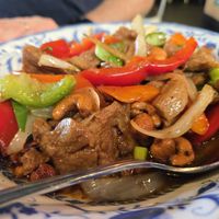 Mock chicken and veggies at Chiang Rai in Long Beach
