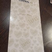 Vegan menu. at Central 42 in Beverley