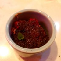 Rozey's garden (mousse with chocolate crumble and raspberry) at Rozey in Amersfoort