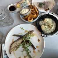 Vietnamese spring roll, oyster mushroom pancake, twister fries, coquille and grilled eggplant. All vegan.  at Rozey in Amersfoort