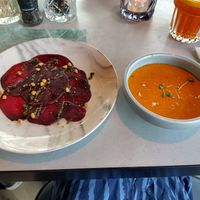 Carrot soup & beet Carpaccio at Rozey in Amersfoort