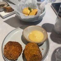 Seaweed bitterballen and sausage rolls  at Rozey in Amersfoort