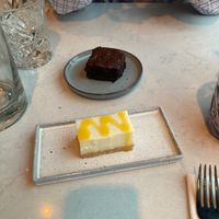 Desert: browny and lemon cheesecake  at Rozey in Amersfoort