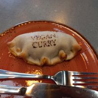 Vegan curry empanada at Westerham Brewery Tap Room & Shop in Westerham