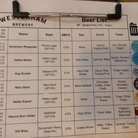 Vegan labelled beer list at Westerham Brewery Tap Room & Shop in Westerham