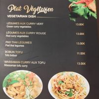 Vegetarian menu at T Thaï in Paris