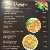 Vegan menu (everything on this list can be made vegan)  at T Thaï in Paris