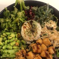 Poké bowl with korean crispy tofu and hoisin sauce. at NOMAD in Bruges