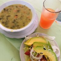 soup and salad and papaya juice  at Aquarius in Cucuta