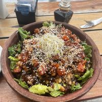 I thought it was the poke bowl when it arrived. The dressing was so thick    at Malecón 21 in Mahahual