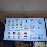 Menu Board with Labeled Vegan Options (Green Logo) at Insomnia Cookies in New Orleans