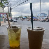 Mango soda and mango and passion fruit smoothie   at Sweet Kitchen in Surat Thani