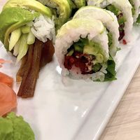 kanpyo caterpillar roll and beet xalapa roll  at Zen Sushi in Dallas