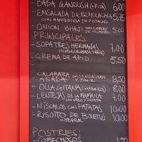 The menu at Plantamientos in Madrid