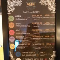 Menu at Vebu in Aarhus