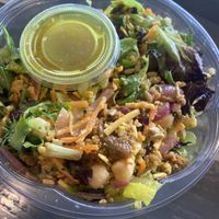 Create Your Own salad, chopped w. their new-ish vegan cheese and turmeric dressing  at Verde in Columbia