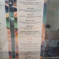 Smoothie menu at Turmeric Cafe in Lower Hutt