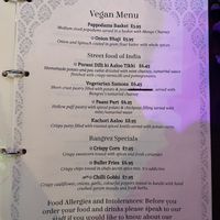 Tofu options also available (not listed)  at Rangrez in West London