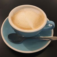 Oat milk latte at Golda in Madrid