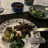 Mushrooms, spinach and Brussels sprouts   at Goblin & The Grocer in Beverly Shores