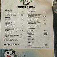Menu.  at Ramen Bambu in Lisbon